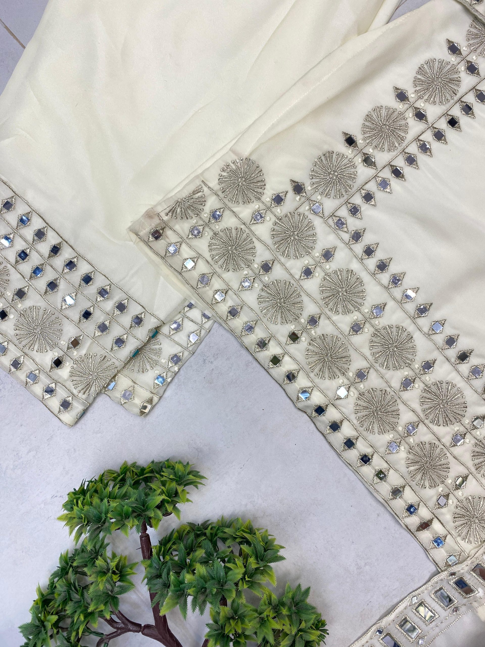 Georgette Palazzo Suit with Mirror Work1