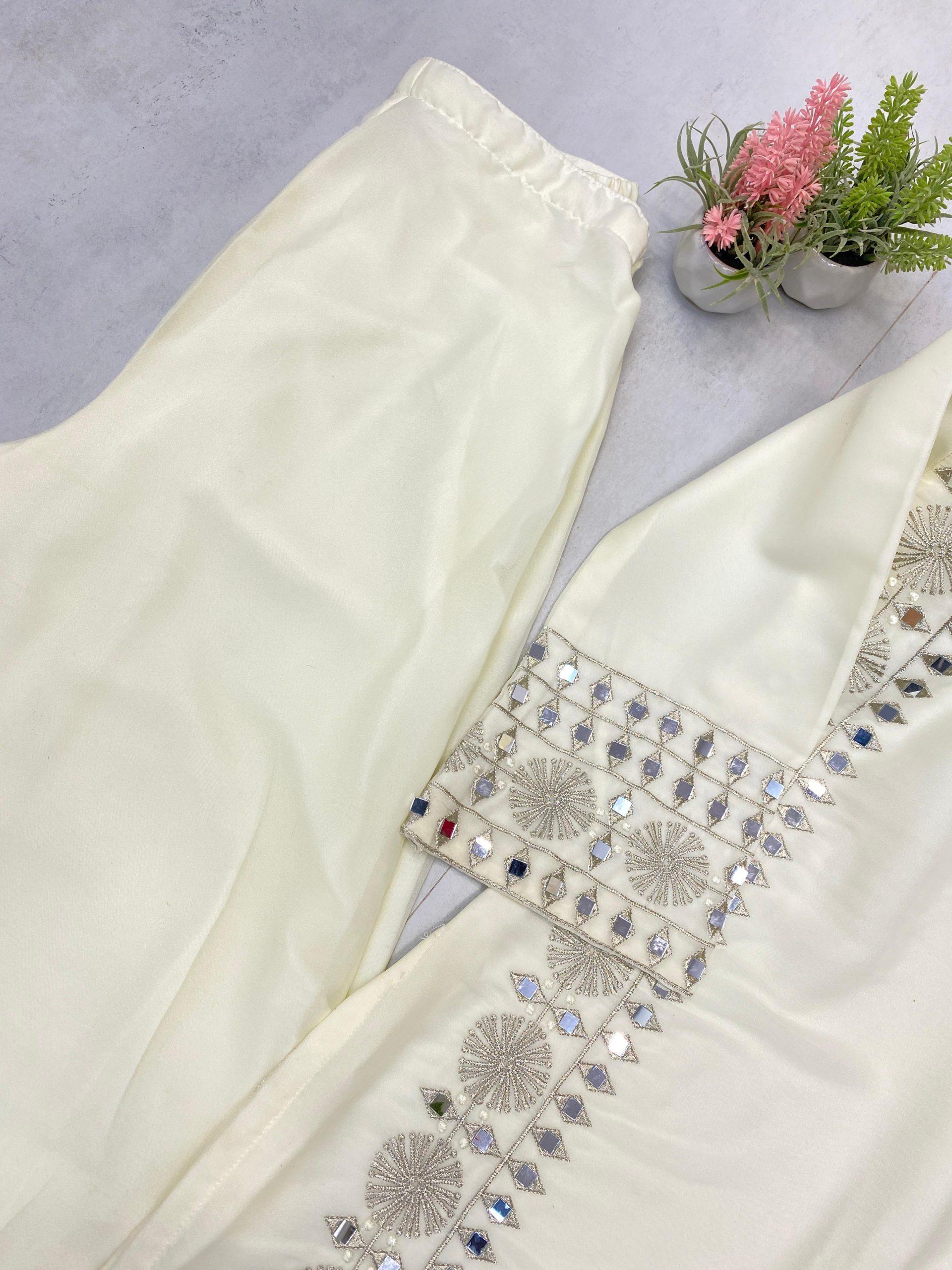 Georgette Palazzo Suit with Mirror Work
